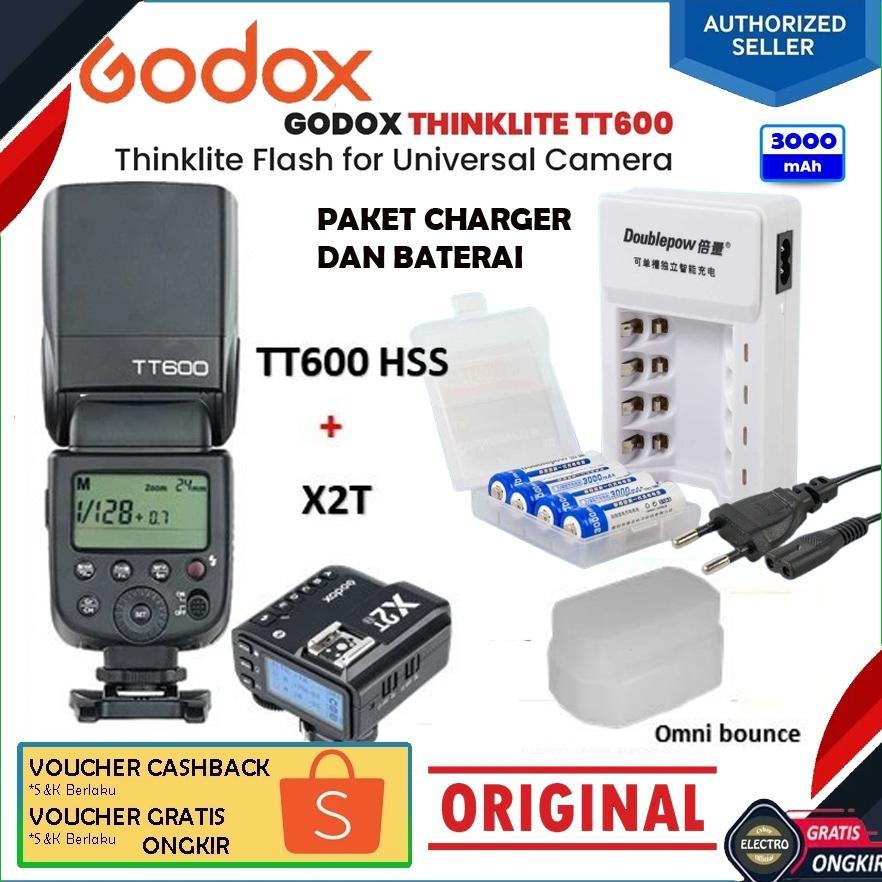 Paket Speedlite Flash Godox TT600 tt 600 tt600 Universal + Trigger Godox X2T for canon sony fuji nik