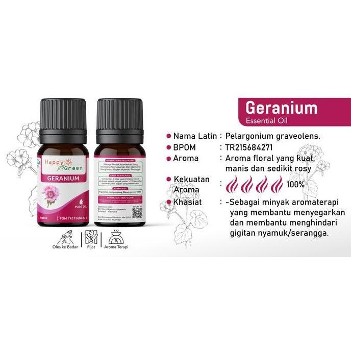 Happy Green Minyak Atsiri Geranium (30 ml)-Pure Geranium Essential Oil