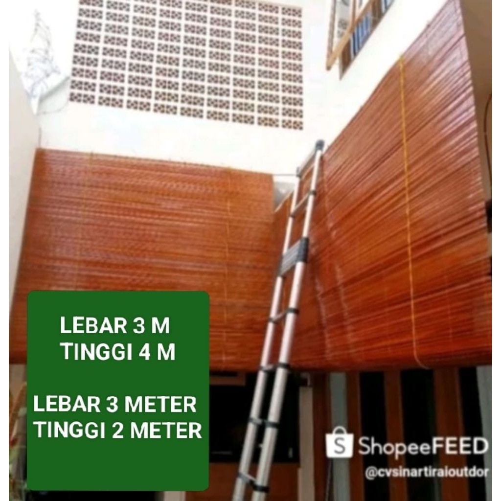 TIRAI BAMBU VERNISE FLISTURE (3X4)(3X3)(3X2)LENGKAP RING KATROL TALI PENGGULUNG UNTUK NAIK TURUN TIR