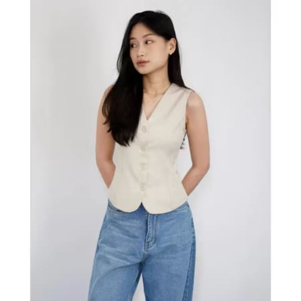 Lavana| Vest Wanita Muslimah - Outer Aesthetic Terbaru Kekinian Wanita Korean style Outer Tanpa Leng