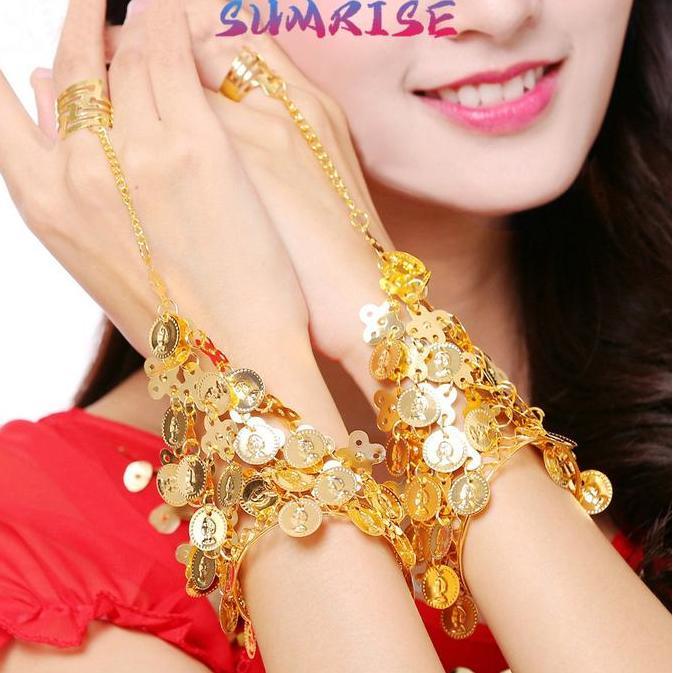 CAONAMBERONE Gelang Kuku Jari/India Rantai Emas/Gelang Cincin India/Gelang Cincin Belly Dance/Pengan
