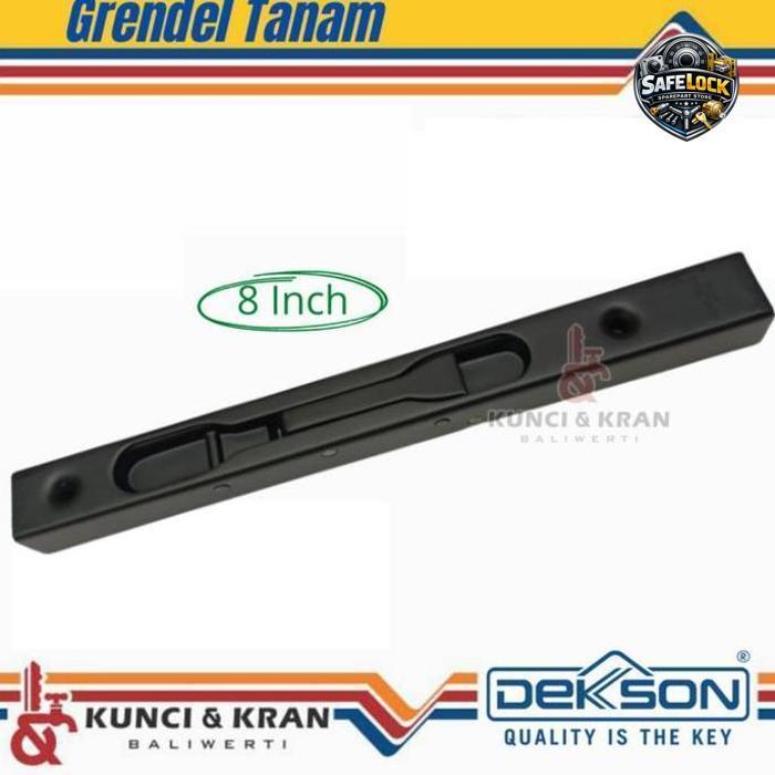 Dekson Grendel Tanam DEKKSON FB 040 8" Matt Black Flush Bolt Kupu Tarung Pintu Kayu 20cm Stainless S