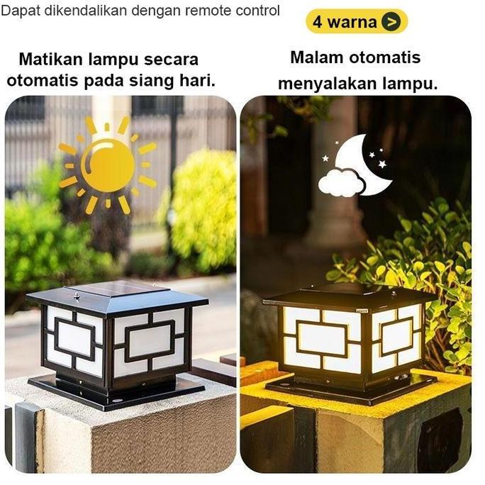 Studio- Ready Stock Lampu Pilar Pagar Dekorasi Taman Bingkai Lampu Pagar 4 Rna Lampu Tiang Tenaga Su