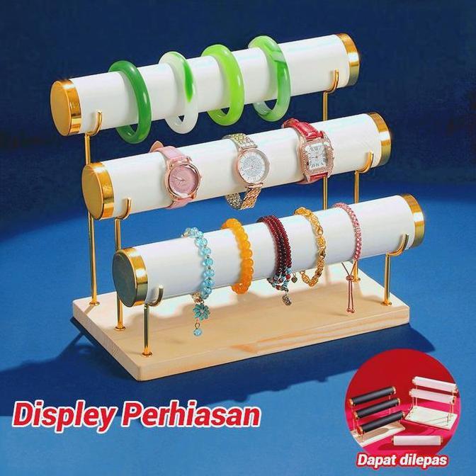 KOYGONJR 3 Tingka Rak/ 2 Tingka Rak Penyimpanan Perhiasan Jewelry Organizer Bracelet Holder Hitam/Pu