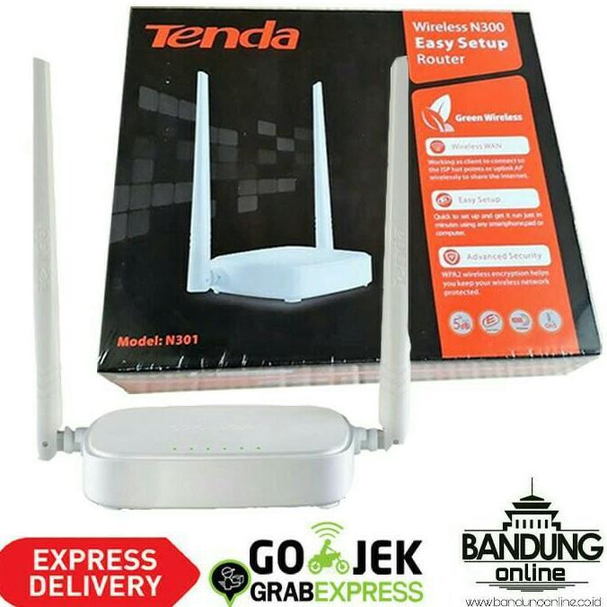 marianashop91 - tenda n301 wireless router 2 antenna - white box : hitam