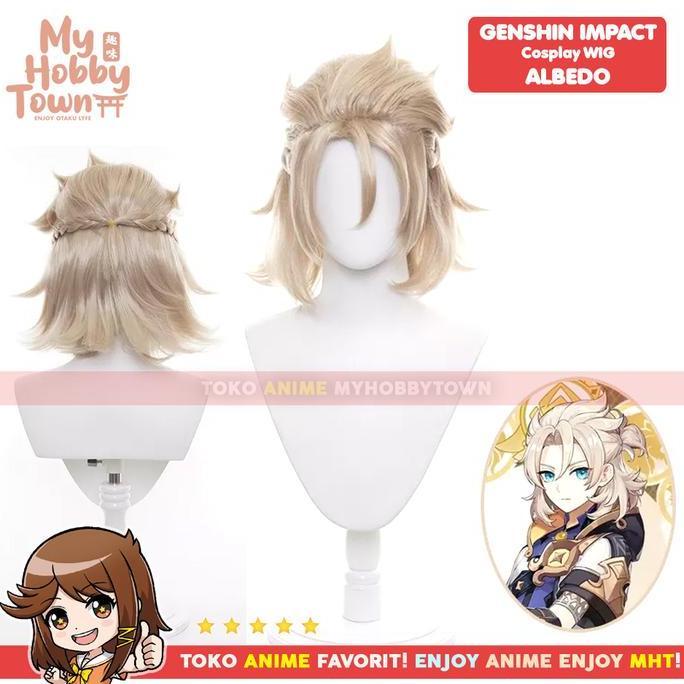 Wig Cosplay Anime Game Genshin Impact Albedo