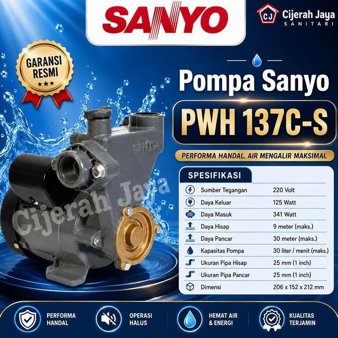 POMPA AIR SANYO PWH 137 C PWH13C PWH-137C / POMPA AIR SANYO MANUAL SUMUR DANGKAL