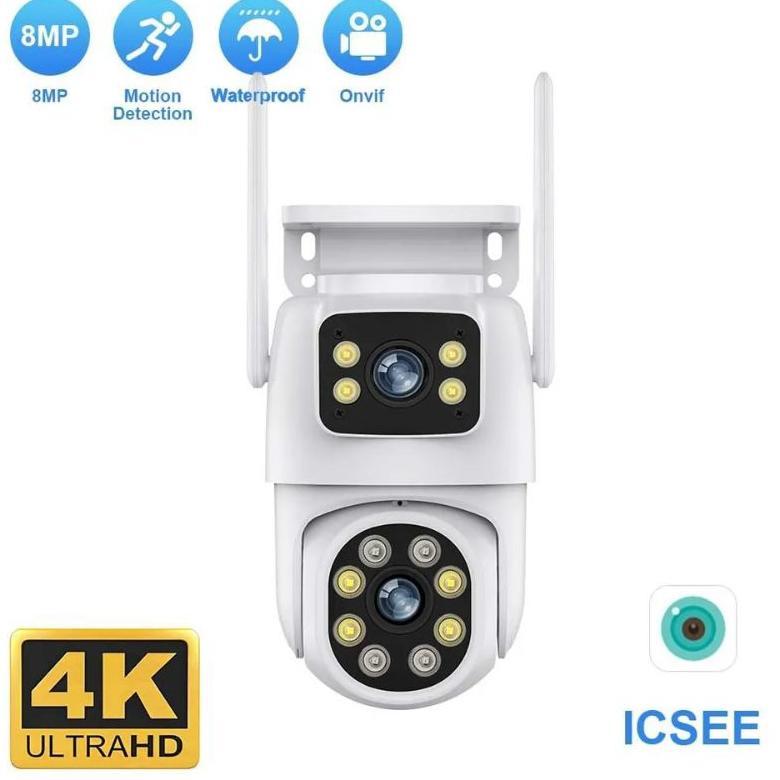 IP Camera CCTV App ICSEE Dual Camera Outdoor Waterproof 8MP