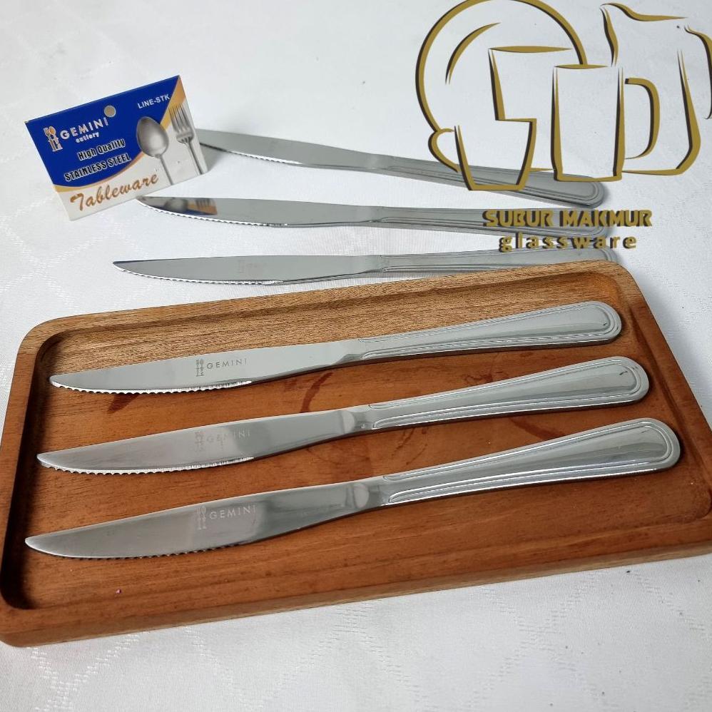 [6 pcs] Pisau Steak Motif Garis Hotel Stainless Steel Knife (LINE-STK)
