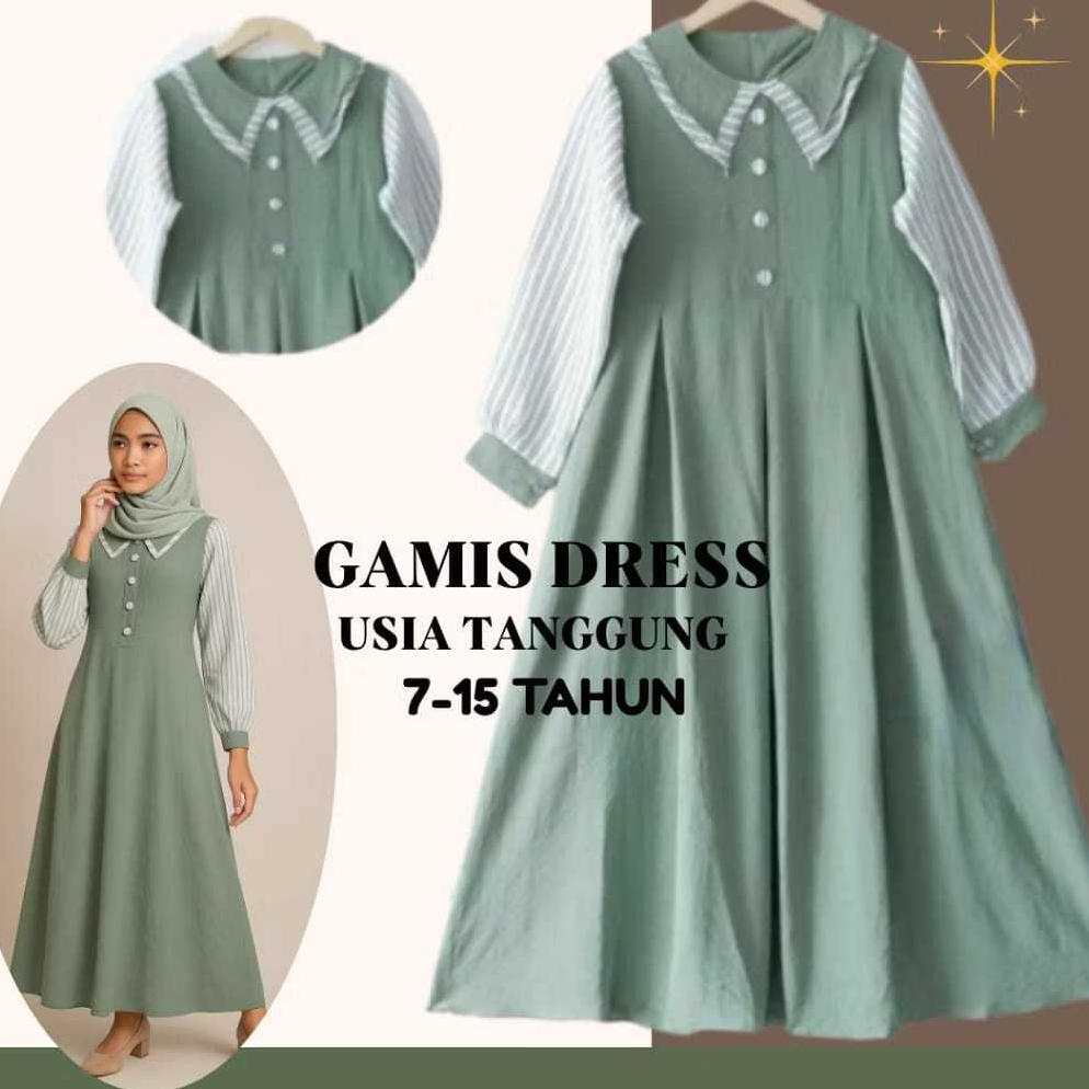 Original Dress Muslim Remaja Crinkle Airflow Premium Gamis Anak 8-17 Tahun Affia Dress Kids /Baju Mu