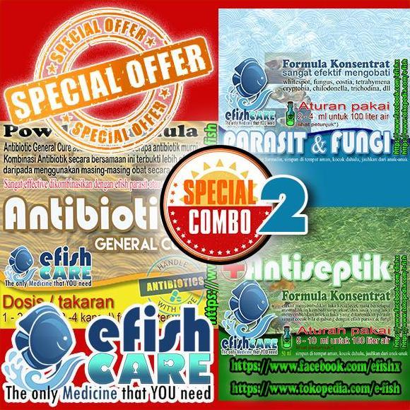 EFISHCARE SPECIAL COMBO 3 IN 1 - EFISH PARASIT+ANTISEPTIK+ANTIBIOTIK IKAN DISCUS PAKET SUPER LENGKAP