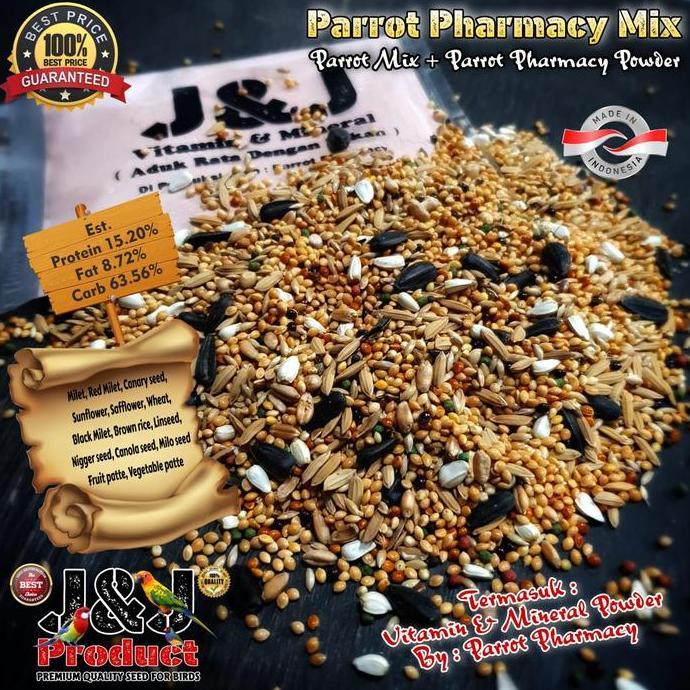 PARROT PHARMACY MIX (1KG) / J&J PREMIUM SEED / PAKAN BREEDING PARROT