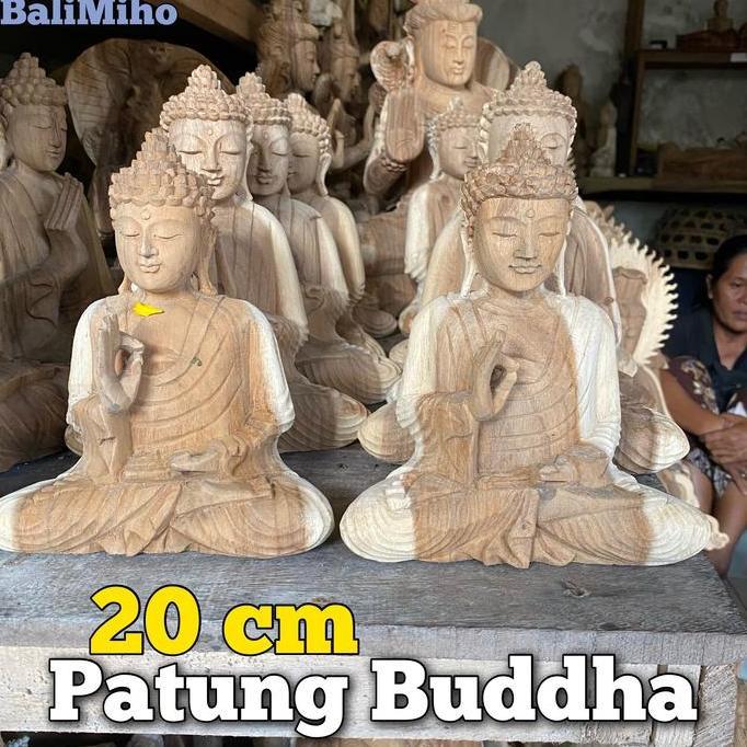 Buruan beli] Patung Buddha Kayu Patung Buda Kayu Patung Budha Kayu Pajangan Budha