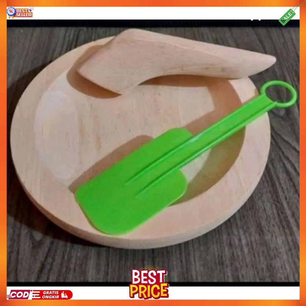 Cobek kayu Cobek sambal Bonus lemet plastik