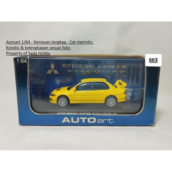AUTOART 1/64 MITSUBISHI LANCER EVOLUTION VII KUNING FULLSET SADHO