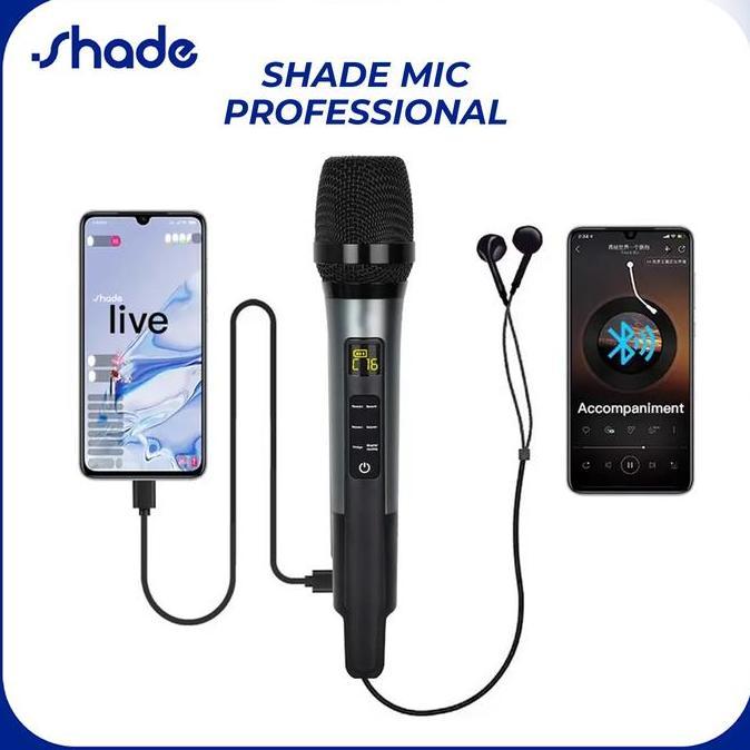 Mic Karaoke Wireless Shade PRO Sound Card Terintegrasi, Bluetooth, Baterai Tahan Lama