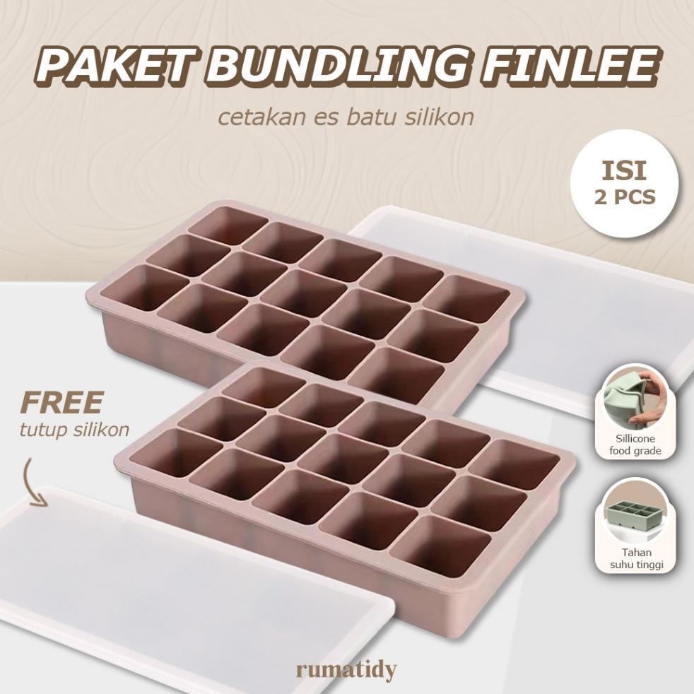Bundling Finlee Cetakan Es Batu Sillicone Wadah Mpasi/Kaldu/Es Batu Bpa Free Tutup Silicone