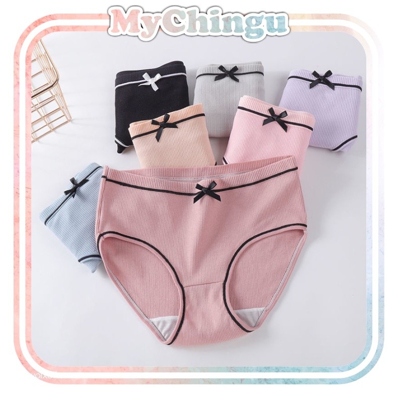 Chingu  PW020 COD Celana Dalam Wanita Motif Pita Bahan Polyester Nilon Size Jumbo Seamless Underwear