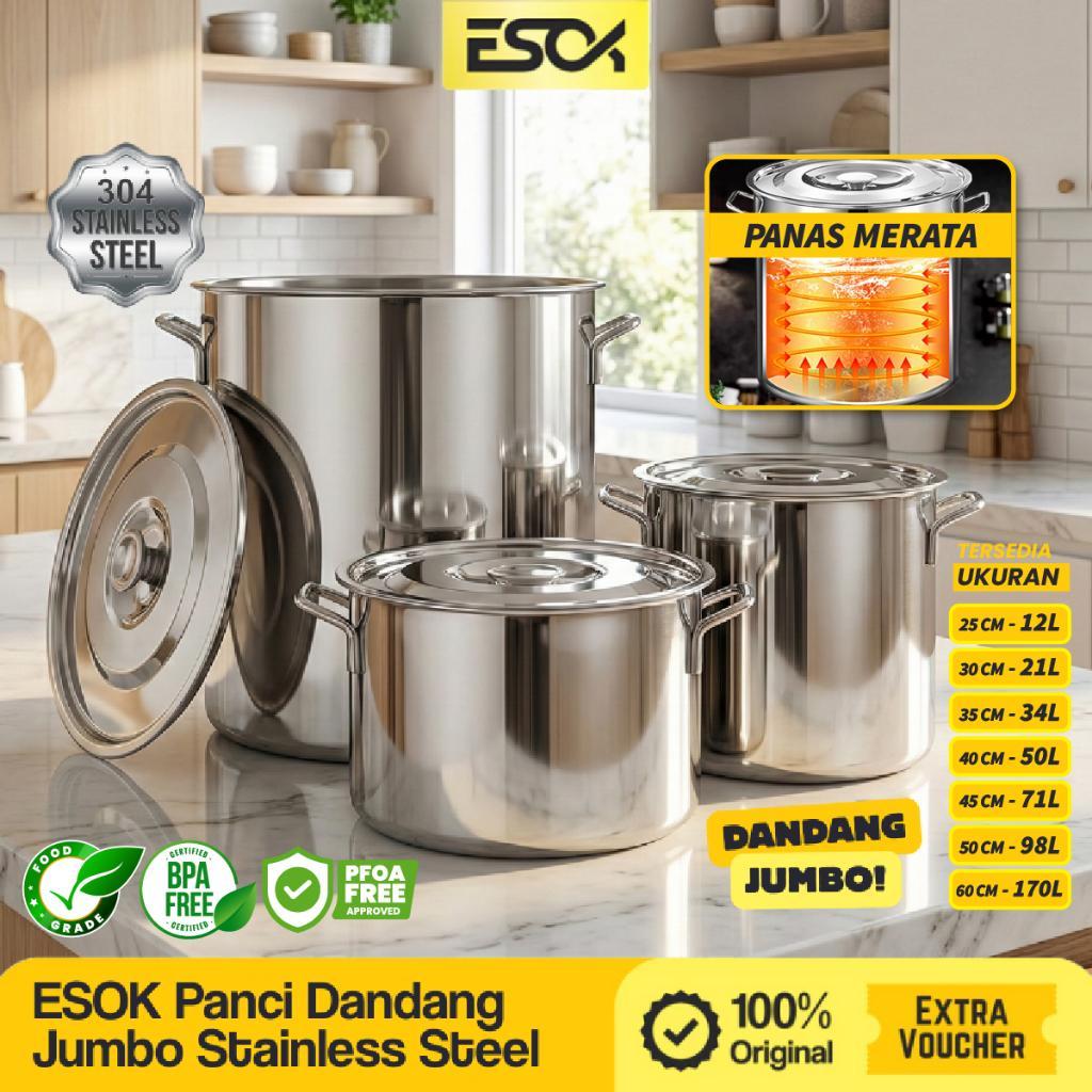Panci Dandang Jumbo Stainless Steel 304 Tebal Dandang Masak Besar Jualan / Bakso / Bubur / Soto
