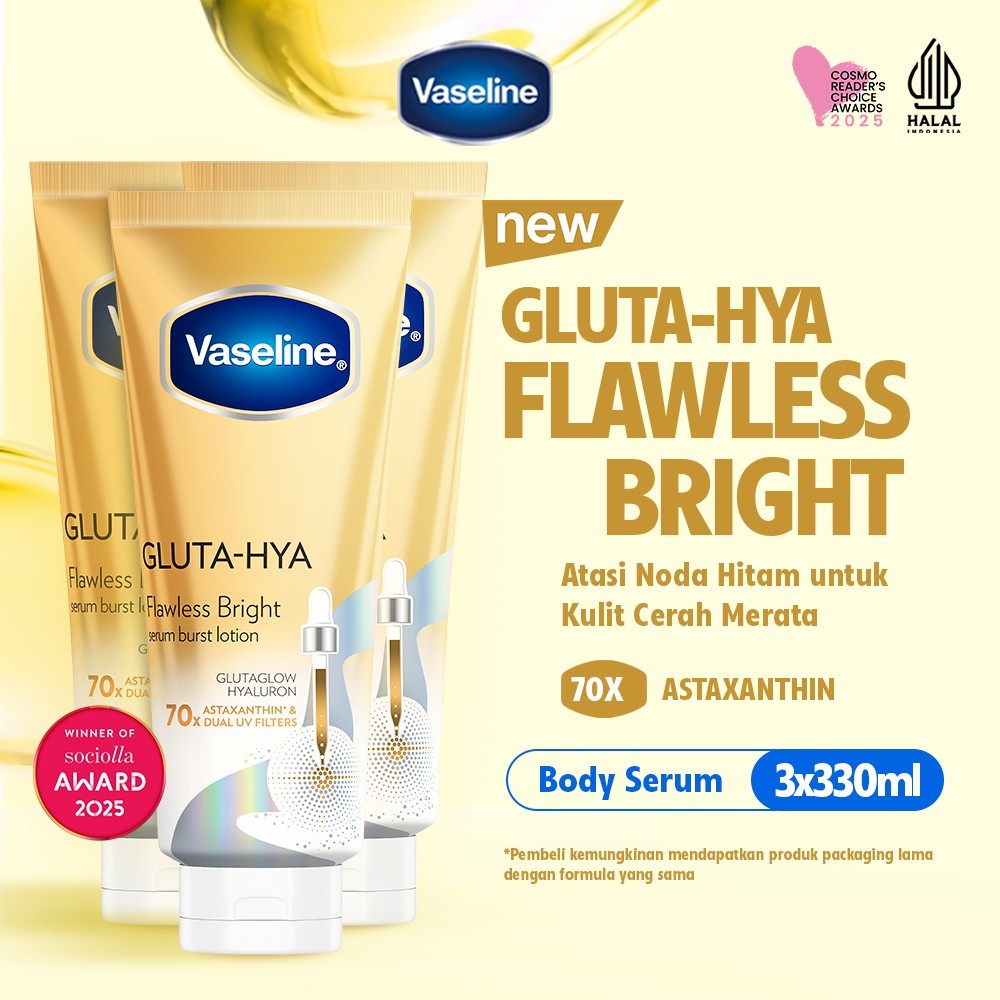 [JENNIE'S PICK] Vaseline Gluta-Hya Flawless Bright Serum Burst Lotion dengan 70X Astaxanthin & UV Fi