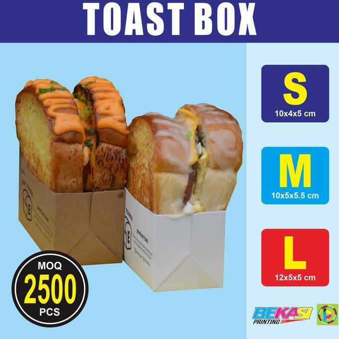 Custom Cetak Kemasan Toast Box Petak Dus Kotak Roti Model Eat