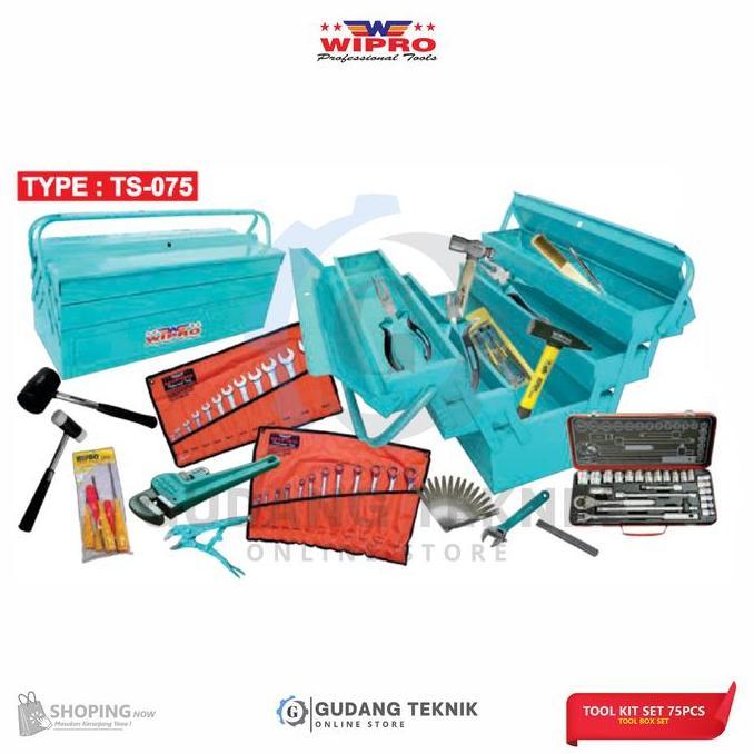 LAMPOM Tool Kit Kunci Set 75pcs WIPRO TS-075 /Tool Kit Sock Sok Set Box WIPRO