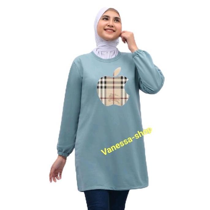 DY130 - tunik wanita dewasa kaos tunik wanita motif Apel kotak kaos tunik Cantik