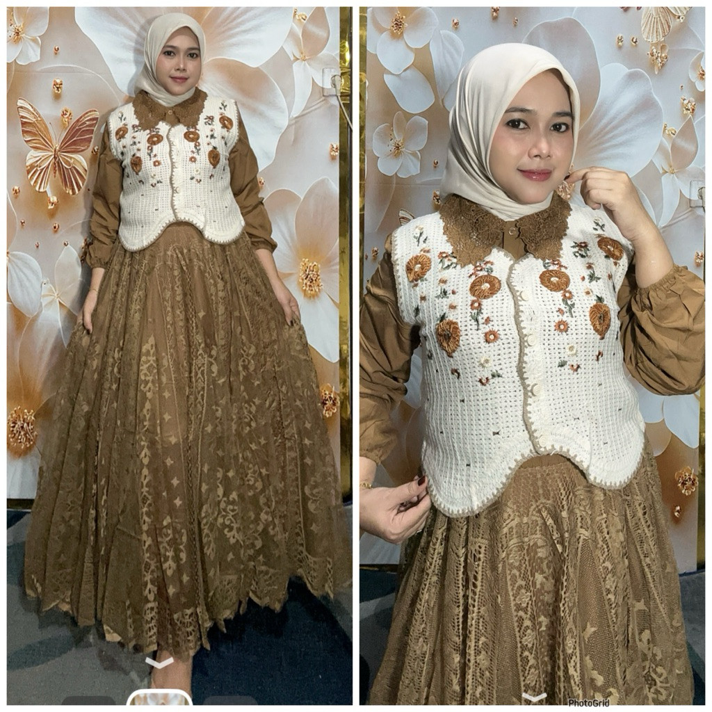Dress Set Rompi // Dress Tutu // Midi Dress // Set Rompi Lepas Pasang