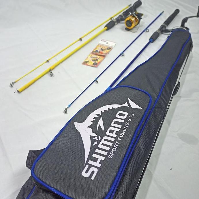 2 Full Set Alat Pancing Joran Sambung 120-150 Cm Tas Shimano Reel 5Bb Lengkap Isi 2 Set Pancingan Ik