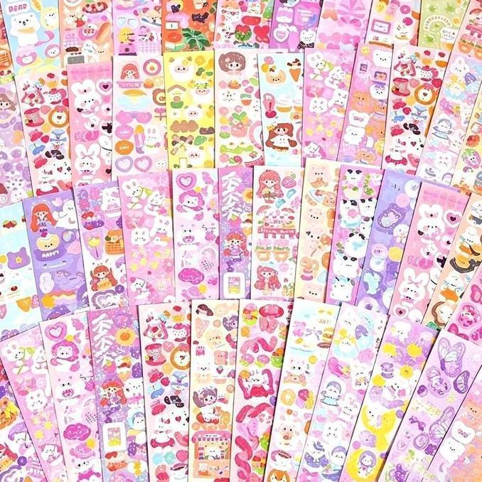 Sticker Journal 1000 Pcs Motif Karakter Lucu Pastel Warna Lengkap Stiker Hias Buku Catatan Scrapbook