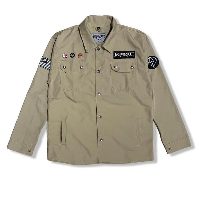 DN20 - Field Jacket / Semi Parka pria Cream 026 Canvas Nyaman