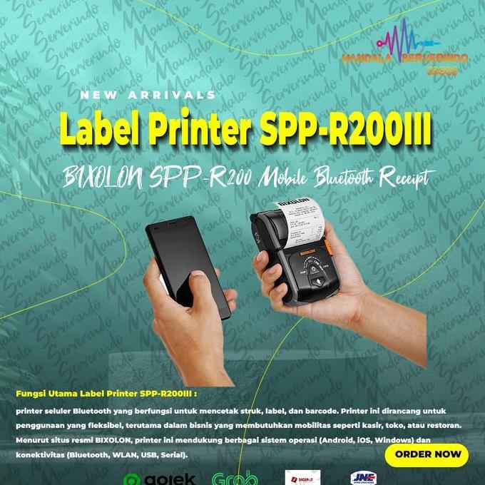 BIXOLON SPP-R200 Mobile Bluetooth Receipt Label Printer SPP-R200III Murah