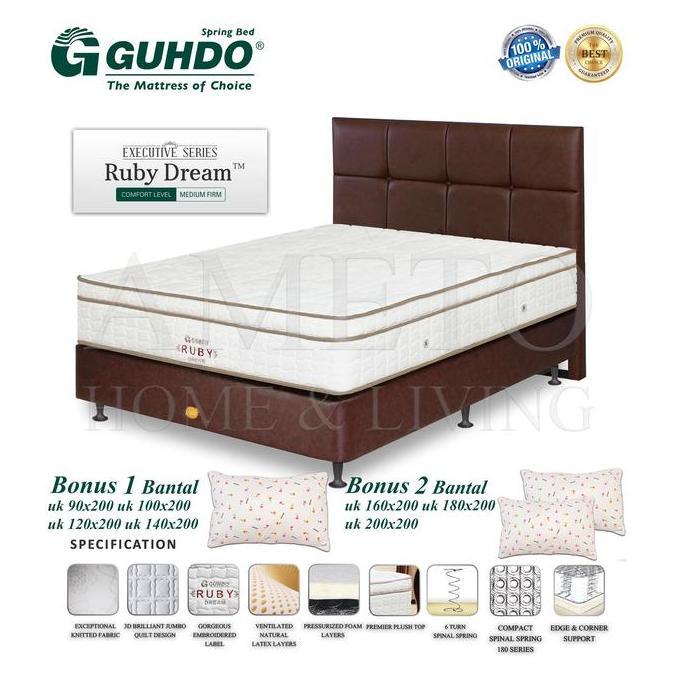 Guhdo Spring Bed Ruby Dream Plush Latex Top Orthopedic 90 100 120 140 160 180 200 x 200 Atlantic / S