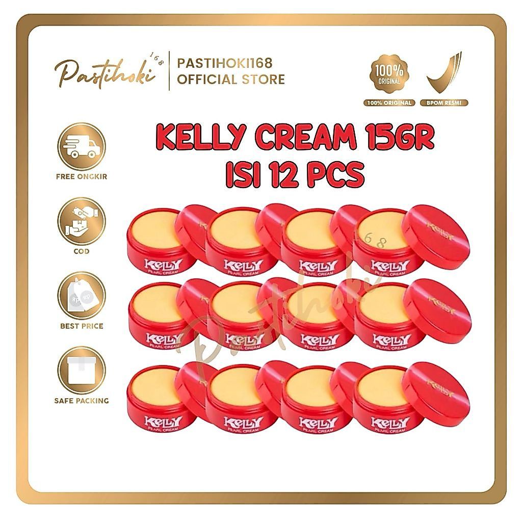 [PAKET ISI 12] GROSIR HEMAT KELLY Pearl Cream 15gr 5gr Foundation Krim Wajah BUNDLE LUSINAN