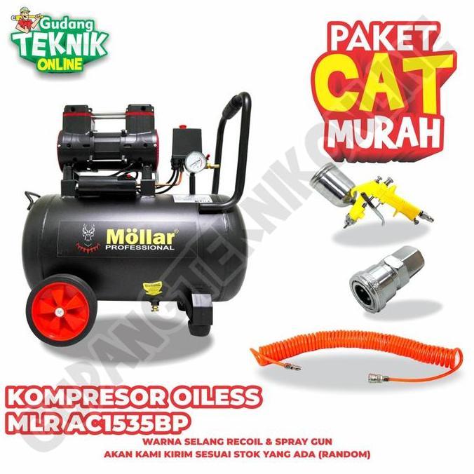 QUIXOTE Kompresor Angin 35L MLR-AC1535BPR MOLLAR 1HP BLACK PANTHER OILESS / Air Compressor Udara Tan