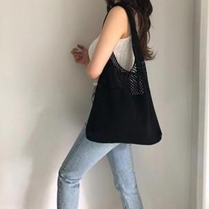 Knit Bag Crochet Bag Tas Korea Rajut Tas Rajut Bahu Tas bahu Tote Bag HSD