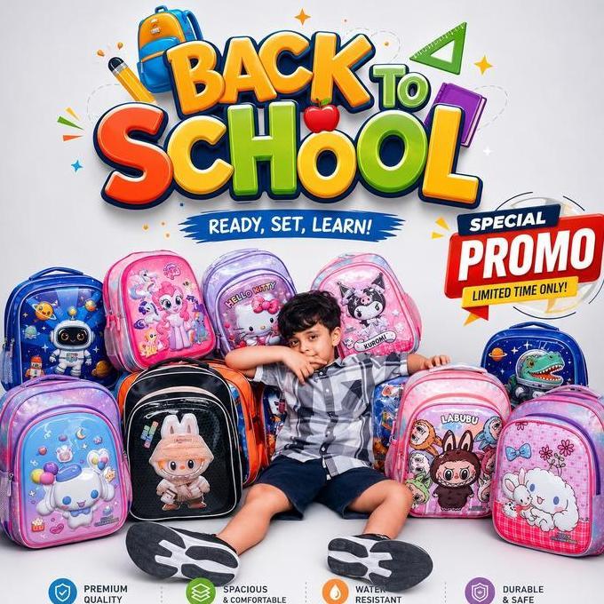 New Era Polo Gallardo Tas Ransel Anak Sd Paud Tk Led Motif Spiderman Astronot Kuromi Labubu Kity Ult