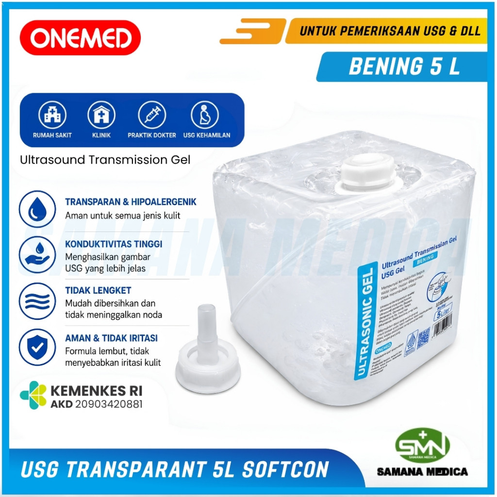 Ultrasonic Gel USG Transparant Soft Container ONEMED 5L - Cairan Untuk Transducer pada Pemeriksaan U
