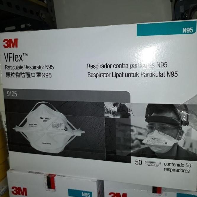 Lilii- 3M Masker N95 Type 9105,Isi 50 Pcs/Box.