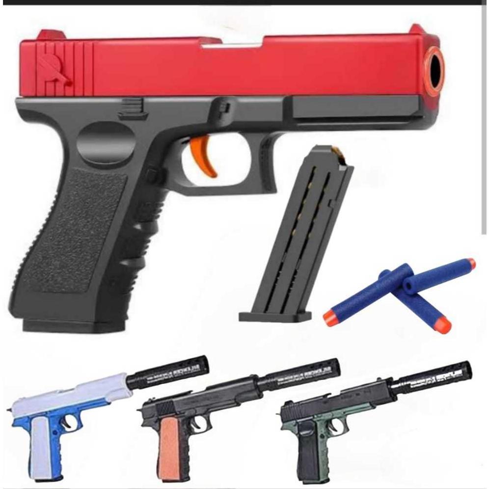 1911 flinstee gun mainan pistol anak Mainan tembakan anak mainan tembak warna warni
