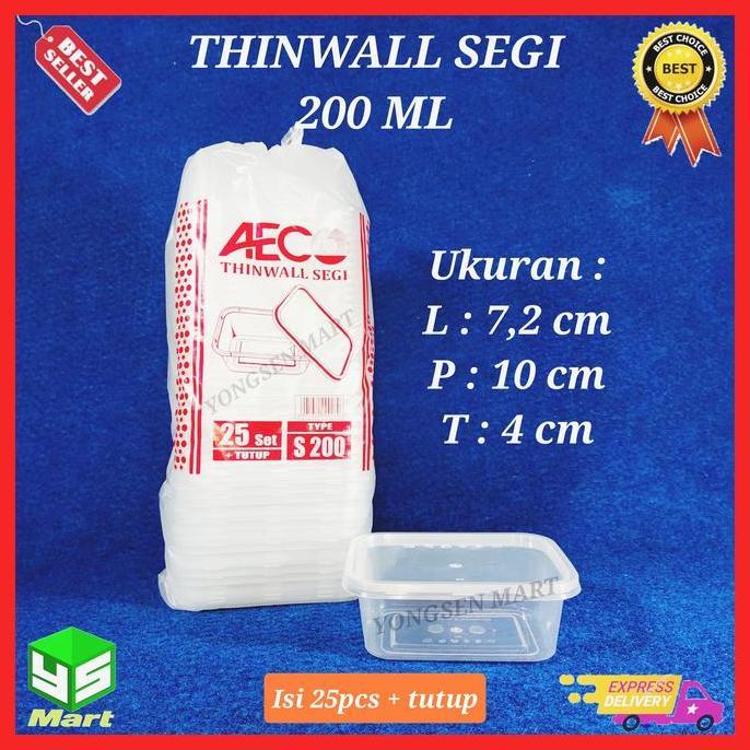 Thinwall Aeco segi 200 ml kotak plastik tempat makanan microwave