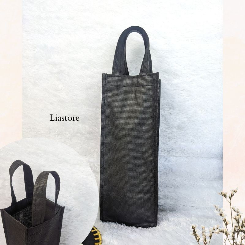 Tas Botol Spunbond 100gsm Muat 1 Liter Hitam/Krem