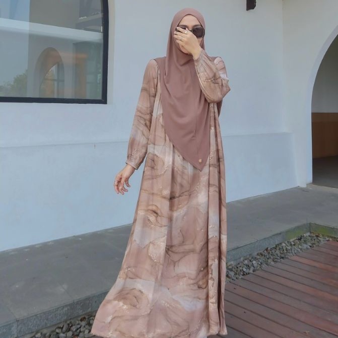 GAMIS HOMEDRES MARBEL BY ZAFEETRI (GAMIS SAJA) // GAMIS SYARI RAYON MOTIF
