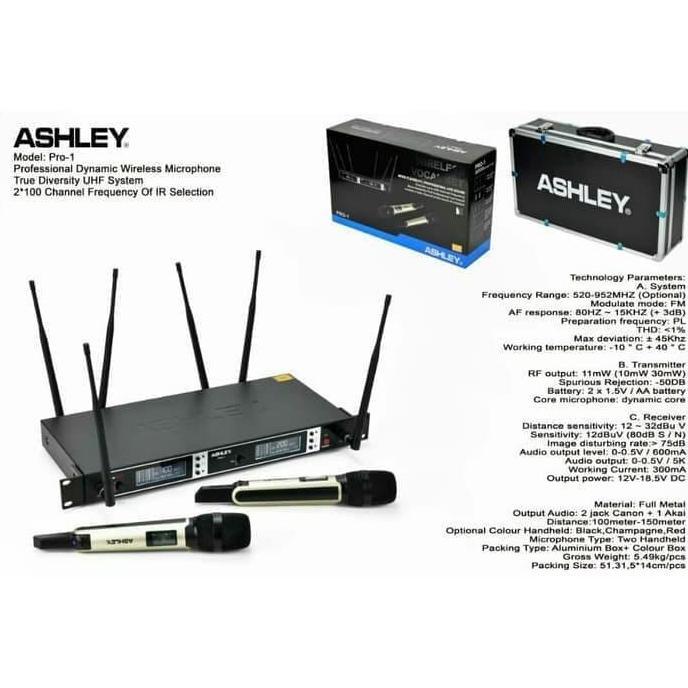 Myus- Mic Wireless Ashley Pro 1 Handheld Pp 6Antena Merah