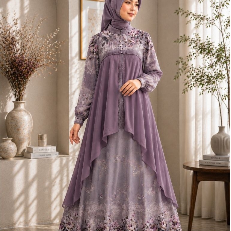 Gamis Dres Abaya Lavender by Sheila Saukia SS