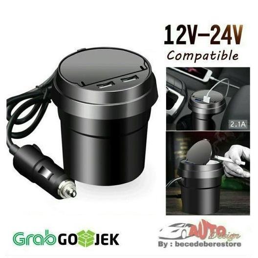 Promo Charger Mobil / Asbak Rokok / 2 In 1/ 2 Port USB Diskon