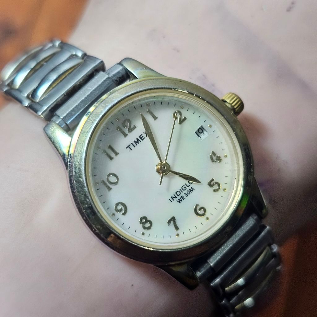 Jam Timex Indiglo L8 Silver Rantai Ladies Bekas