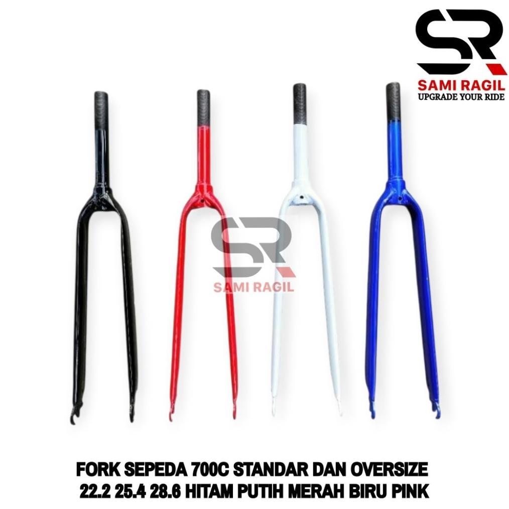 Fork Sepeda Fixie 700 C 700C Garpu Standar Dan Oversize Os 22.2 25.4 28.6 Hitam Putih Merah Biru Pin