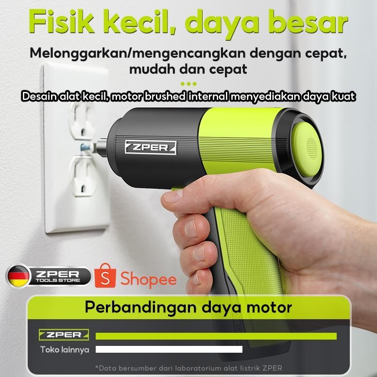 ZPER Obeng Set Lengkap Mesin Bor Listrik Baterai Obeng Elektrik Set Komplit Screwdriver Cordless Bes