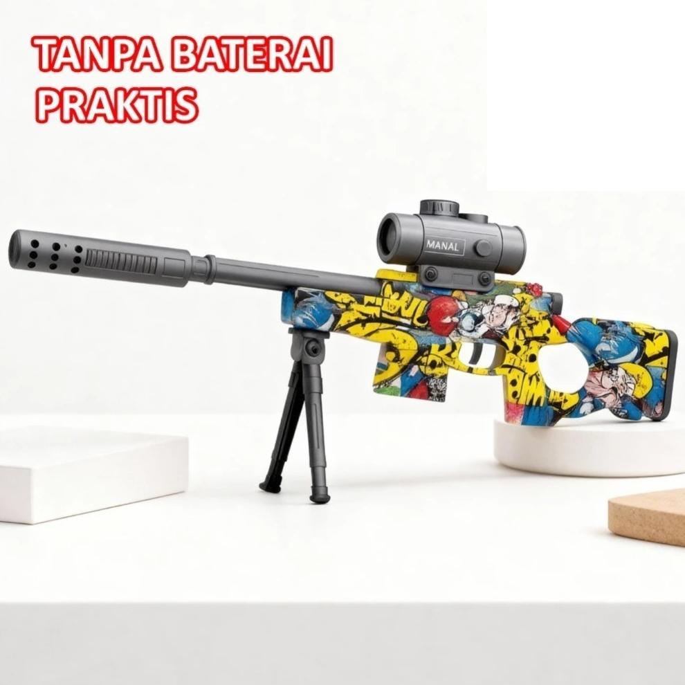 MANUAL MODE AWM SY-0218 Mainan Tembakan AWM peluru jelly mainan pistol Water gel tato Bubble mainan 